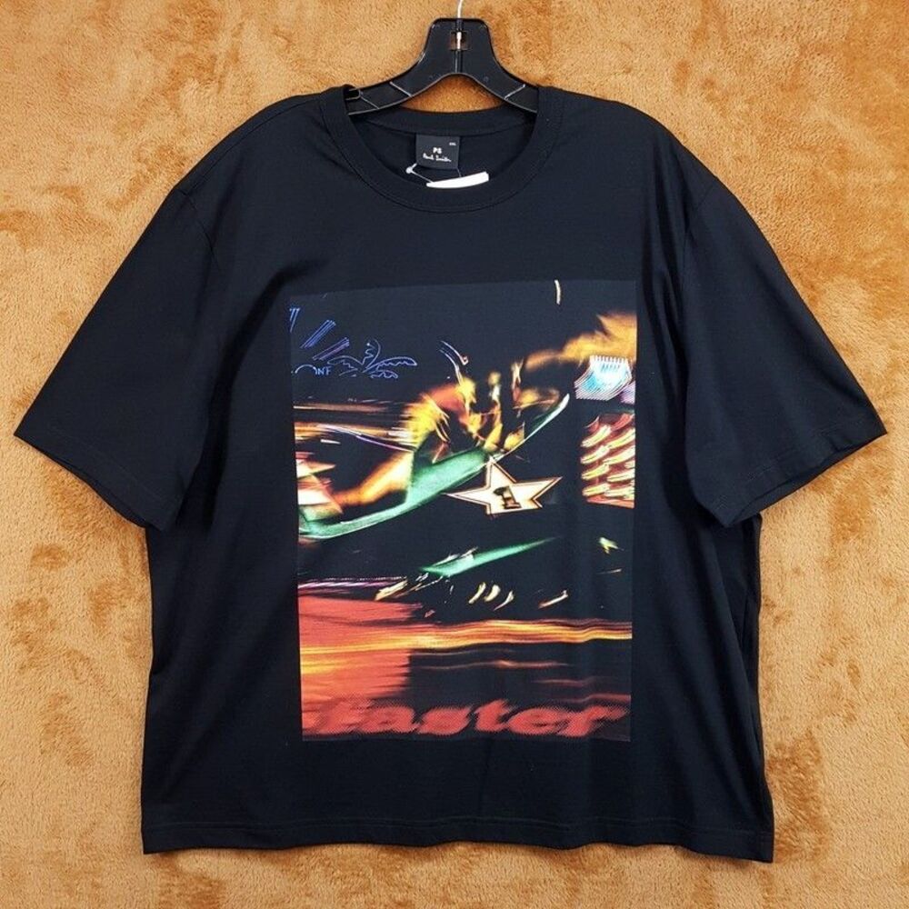 PAUL SMITH Shirt Mens XXL Black Pullover Crew Graphic T-Shirt $125